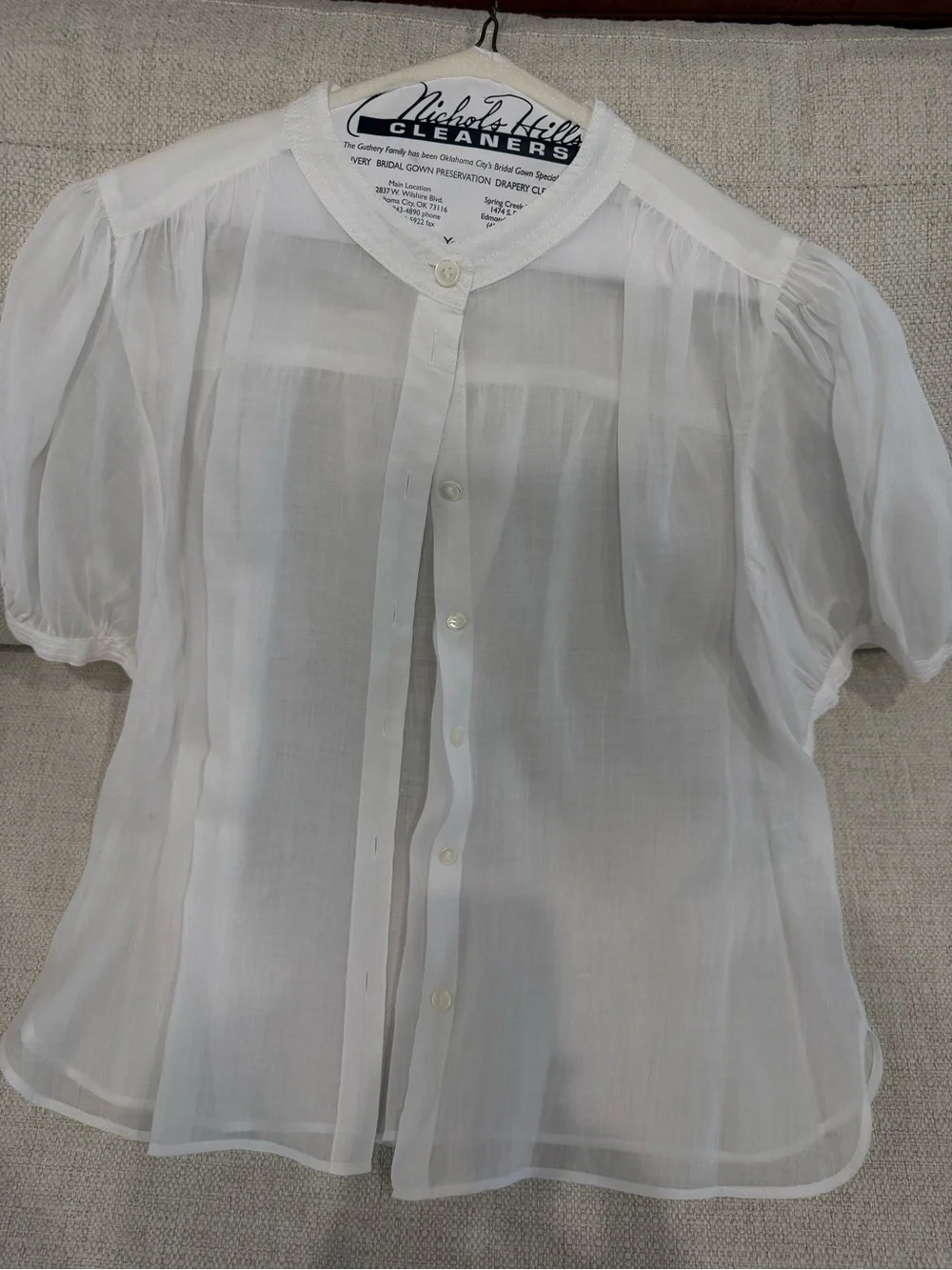 Banana Republic White Sheer Short-Sleeve Blouse